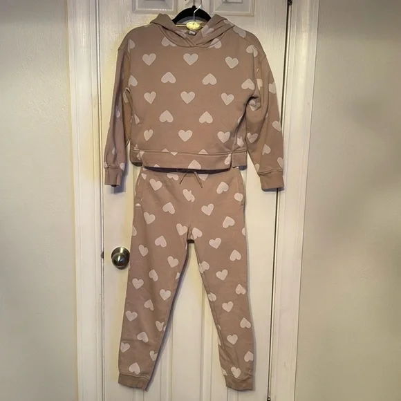 Old Navy Heart Theme Hooded Jogger Set Size L 10/12
