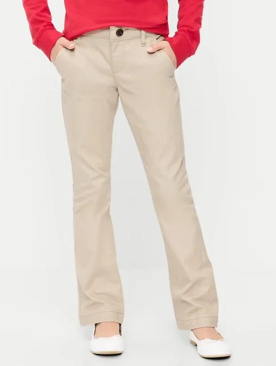 Old Navy Girl's Boot Cut School Uniform Pants, Khaki, 12, NWT