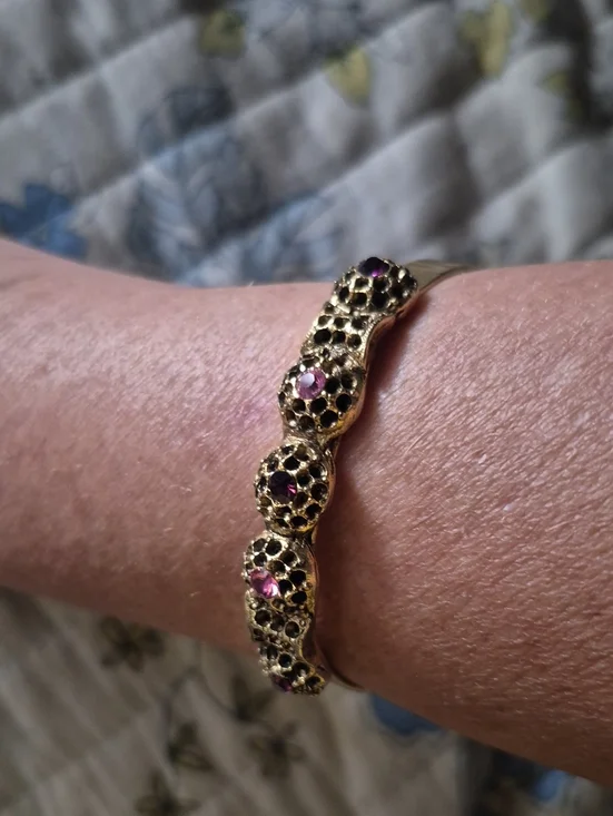 Gold-Tone Bracelet with Purple Gem Accents