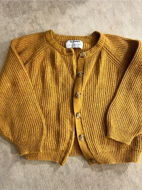 Old Navy Mustard Ribbed Button-Front Cardigan