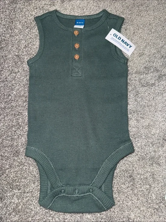 Old Navy Forest Green Ribbed Sleeveless Baby Onesie