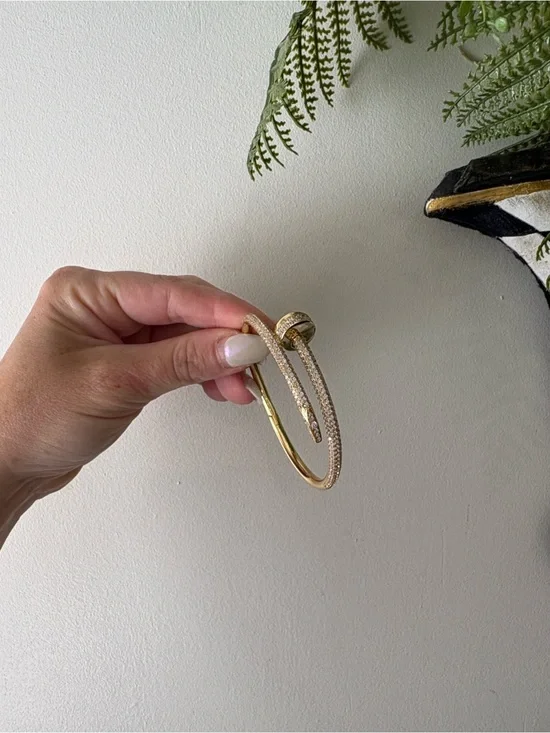 Gold Pavé Nail Cuff Bracelet