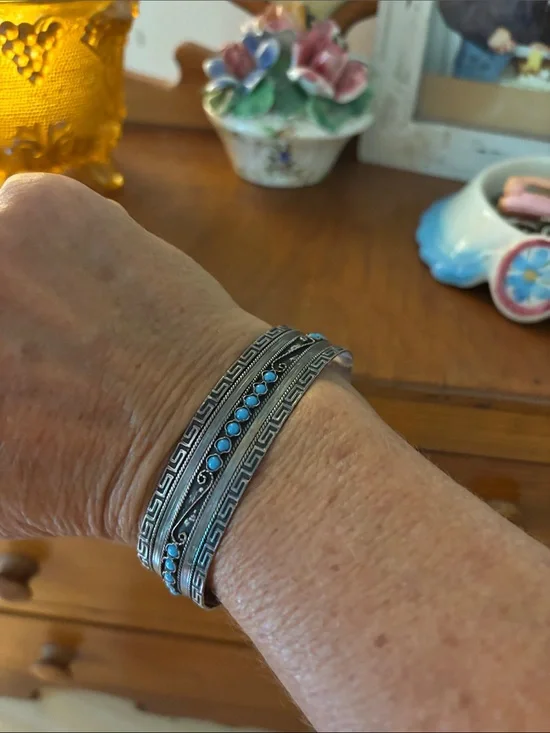 Sterling Silver Turquoise Accent Cuff Bracelet - Women Jewelry