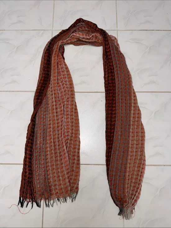 Waffle Knit Women’s Scarf in Brown and Orange