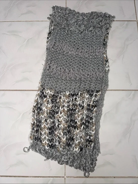 Apt. 9 Gray Knit Scarf with Multicolor Marled Panel