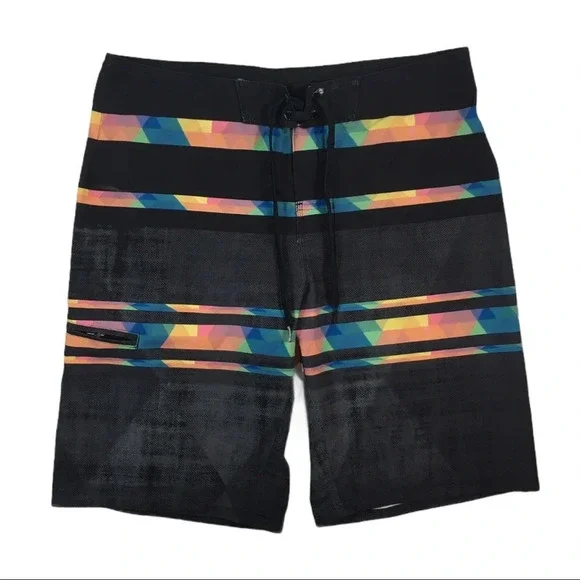 SH351 Mens Hang Ten Striped Surfer Board Shorts 34