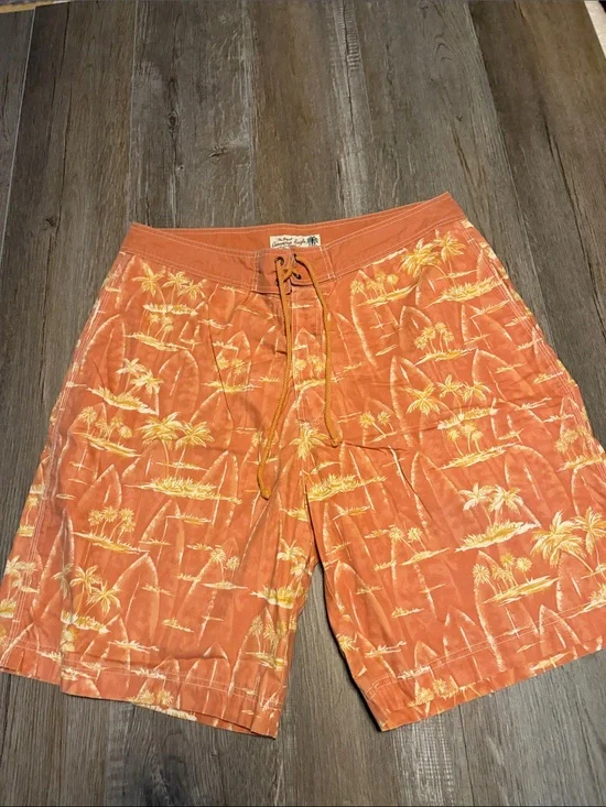 American Eagle Outfitters Orange Palm Print Board Shorts