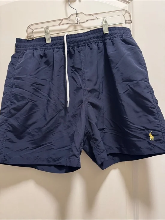 Polo by Ralph Lauren Navy Blue Swim Trunks with Yellow Pony Men L