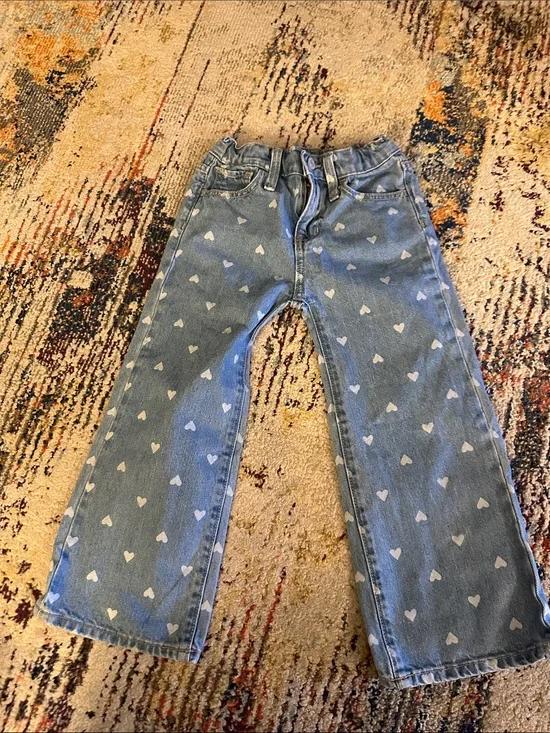 Old Navy Light Blue Heart Print Jeans for Kids