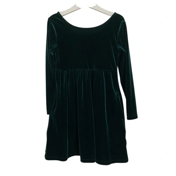 Old Navy Green Velour Long Sleeve Dress Holiday Girl’s S (6-7) Stretch