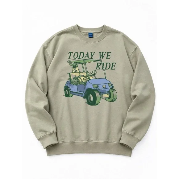 Old Navy Kids XL 14-16 Oversized Sweatshirt Sage Green Today We Ride Golf Cart