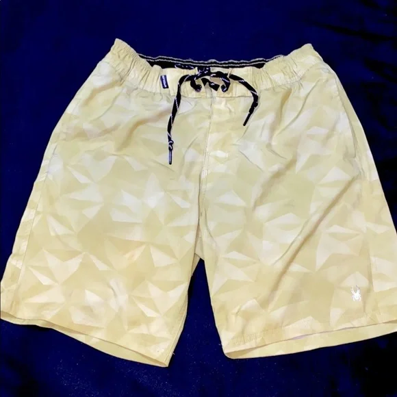Spyder Mens medium Soft green subtle geo design Board Shorts‎ Quick-Dry Swimwear