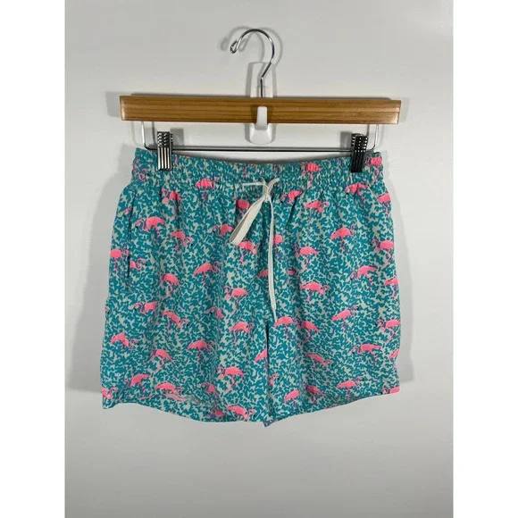 Chubbies Men Swim Trunks Short S Blue Pink Flamingo 5.5 Beach Pool Resort Summer