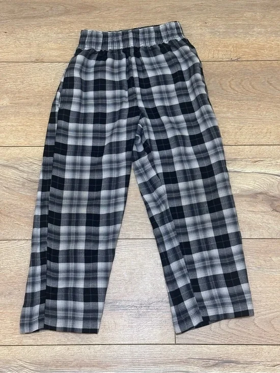 Old Navy Black and Gray Plaid Kids Pajama Bottoms