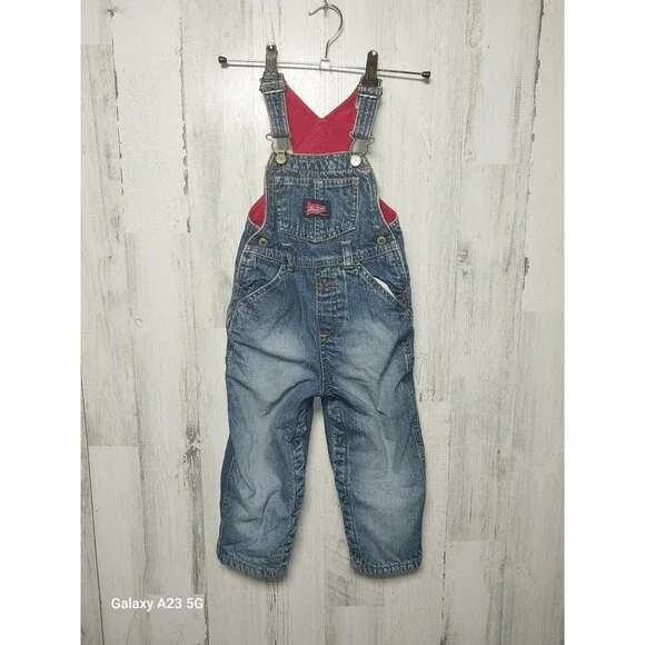 OLD NAVY DENIM JEAN JEANS FLEECE LINED OVERALLS  2T