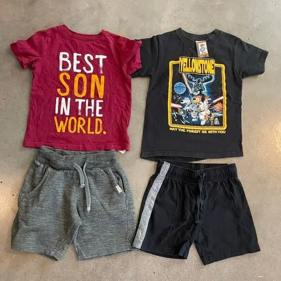 Yellowstone park black Star Wars tee shorts old navy best son tee gray bundle 4T