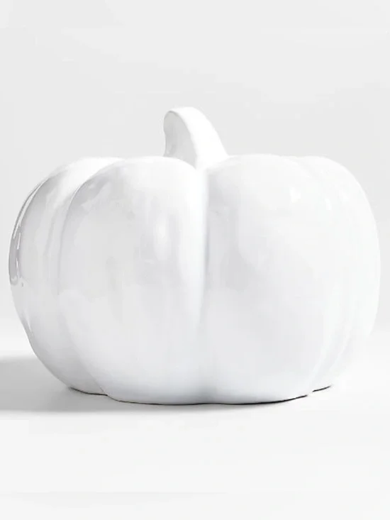 New! Crate&Barrel Modern White Ceramic Pumpkin Large
