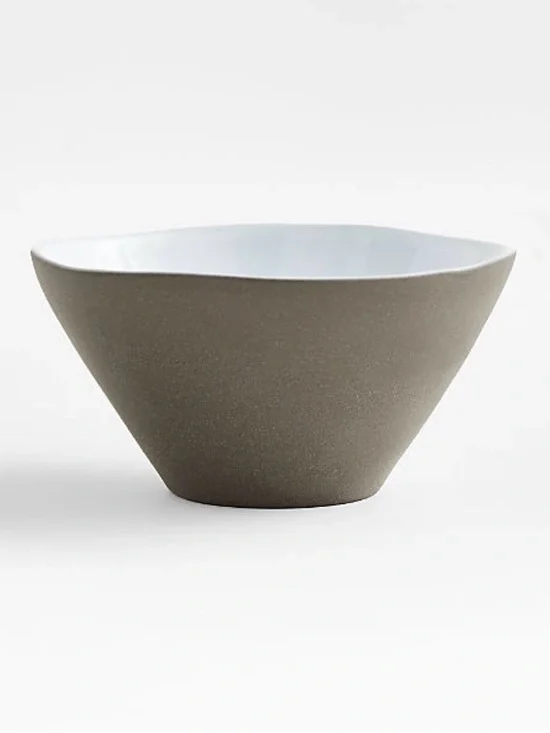 New! Crate&Barrel Taupe Ceramic Bowl with White Interior—Set of 4