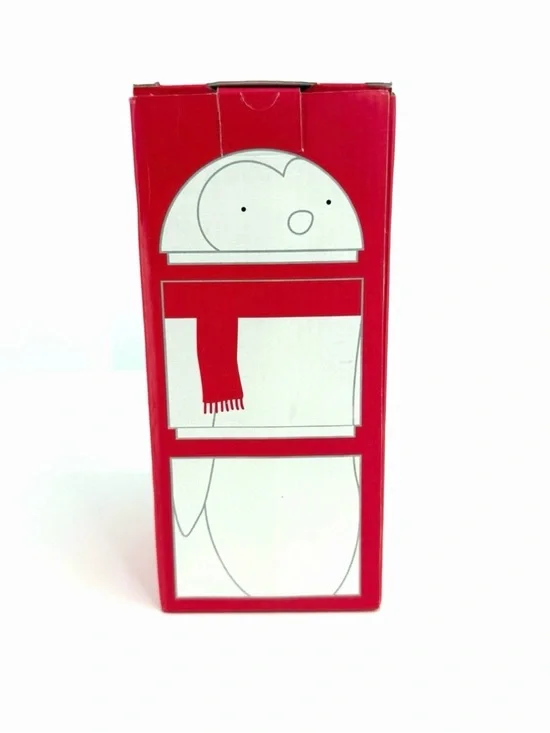 Crate & Barrel White Red Penguin Scarf Stackable Ceramic Holiday Candy Jar