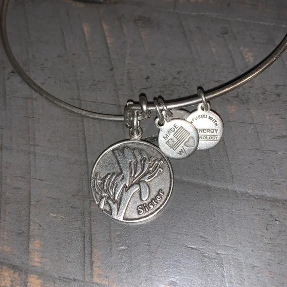 Alex and Ani Sister Charm Bangle‎ Rafaelian Silver Finish Expandable Bracelet
