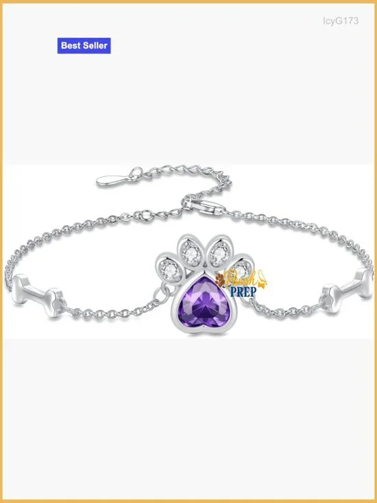 925 Sterling Silver Paw Print Bone Bracelet Adjustable 7+2 Inch