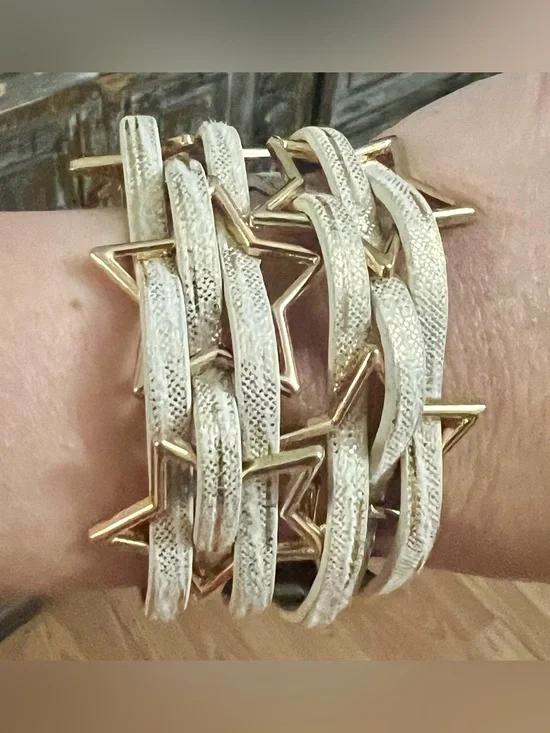 BEST Boho Bracelet EVER -Gold Star Faux Leather Wrap Bracelet - Magnetic Closure