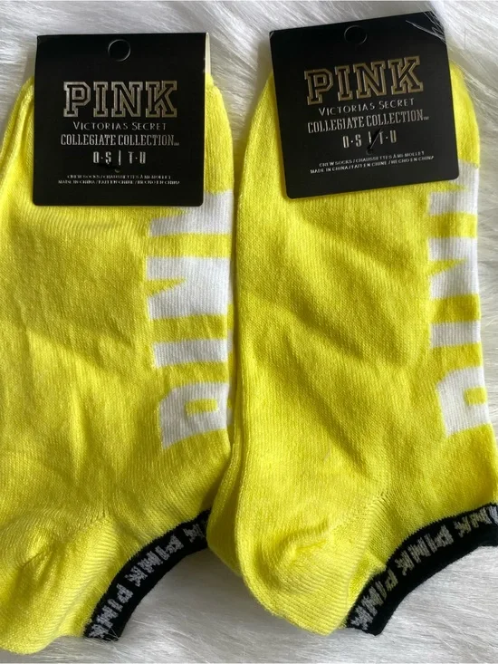 PINK Victoria's Secret Bright Yellow No-Show Athletic Socks