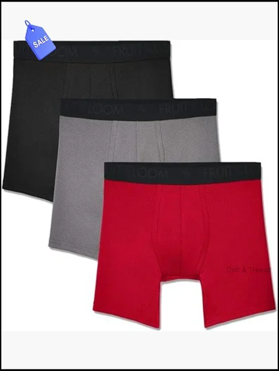 Men's Breathable Boxer Briefs Moisture Wicking 3 Pack