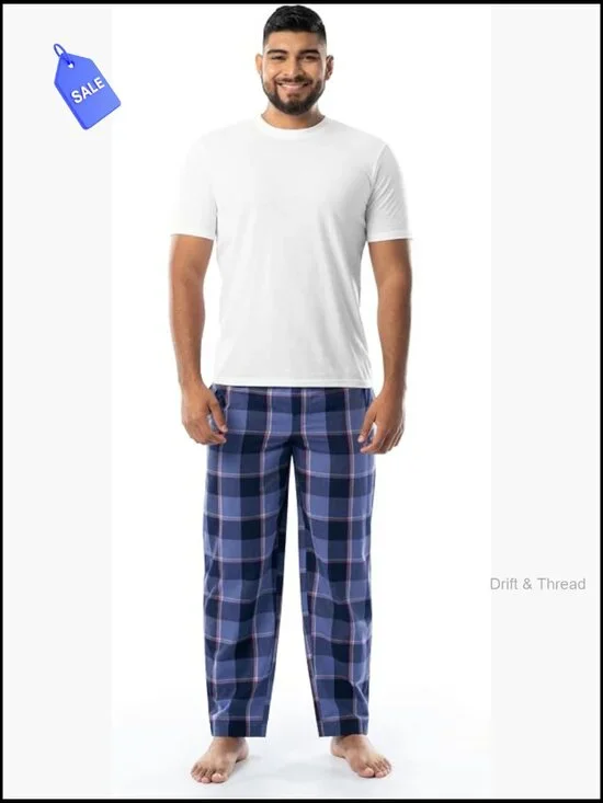 IZOD Men's Short Sleeve Jersey Sleep Set - Pajama Lounge Pants, X-Large