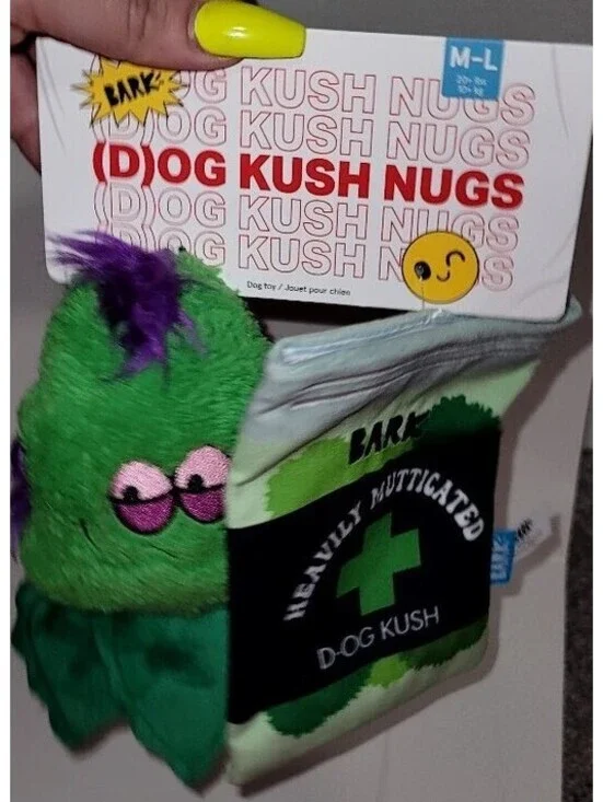 BARKBOX 4/20 COLLECTION (D)OG KUSH NUGS WEED PET TOY PLUSH M/L NWT