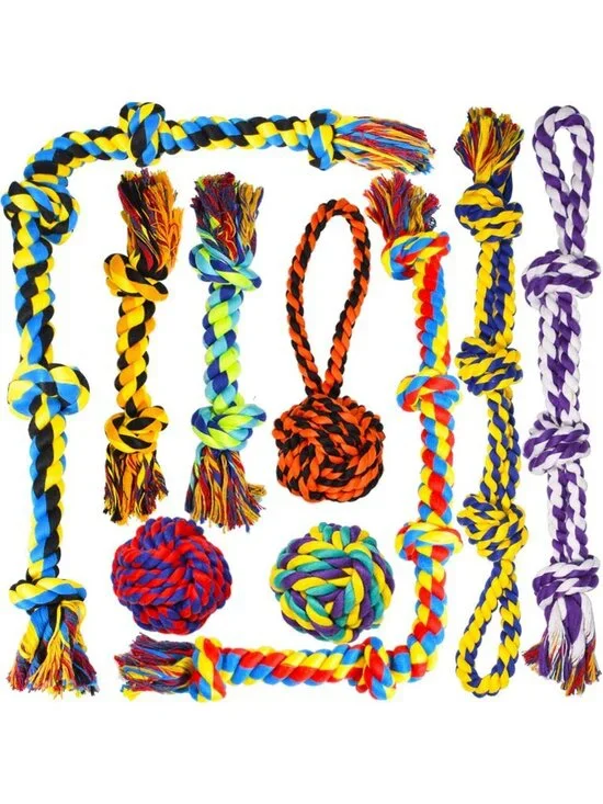 Large Tough Chew Toys for Aggressive Chewers | 9 Pack Heavy Duty Rope & Tug Toys