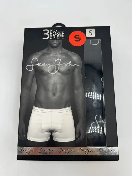 Sean John Men's 3-Pack Performance Boxer Briefs Black Size S
