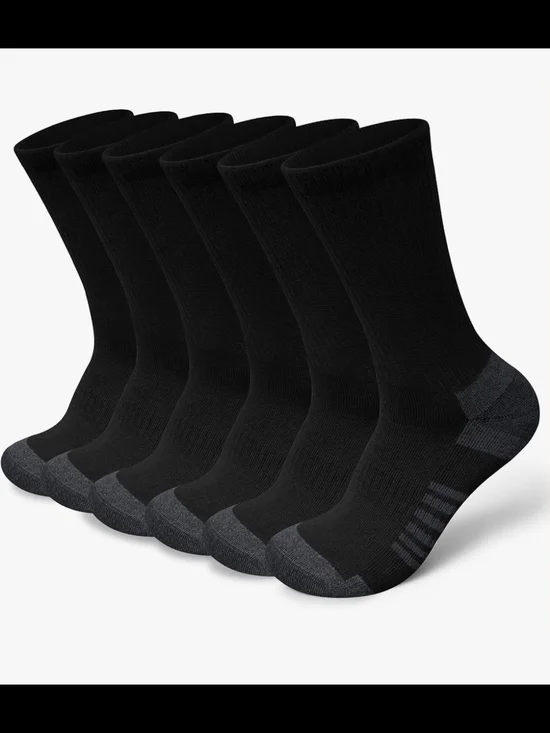 (Lrg) Cotton Crew Socks for Work Hiking, Thermal Warm Winter Boot Sock Cushioned