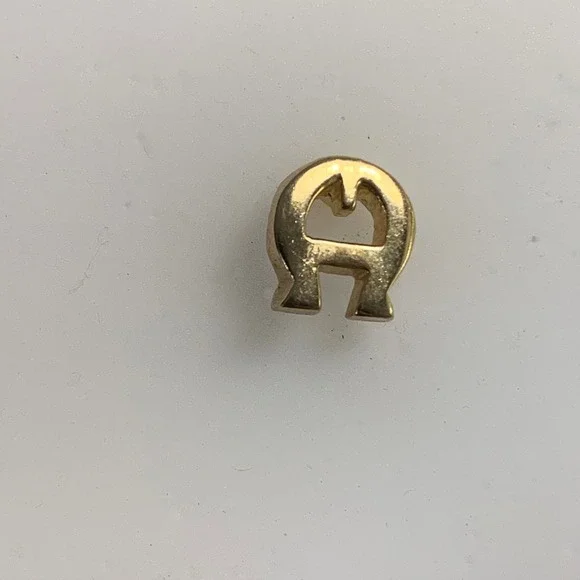 Etienne Aigner Gold Tone Horseshoe Logo Lapel Pin Vintage Designer Initial A Pin