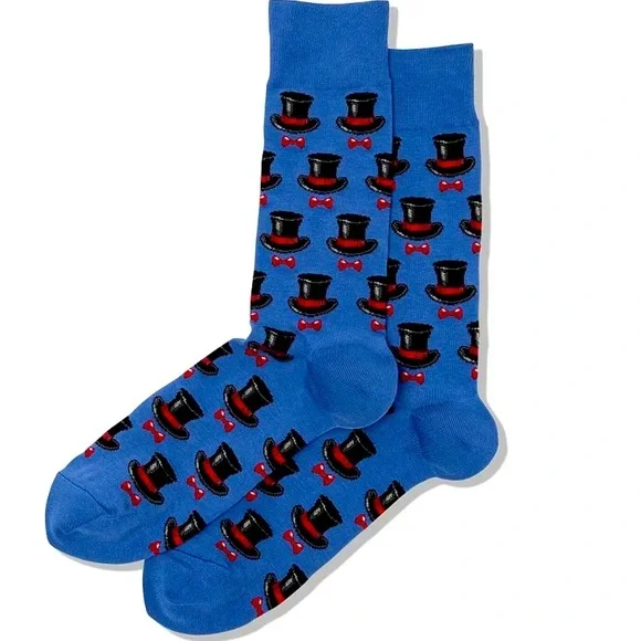 HOT SOX 💋 Top Hats & Bow Ties Blue Dress Socks 10-13