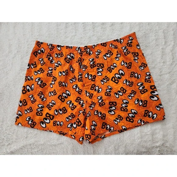 Disney Parks Halloween Boxers Men's XXL Orange Spider Web Boo Print Cotton