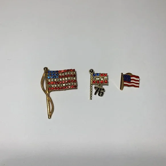 American Flag Rhinestone Brooch Pin USA Flag 76 Pin USA Flag Tack Pin Patriotic