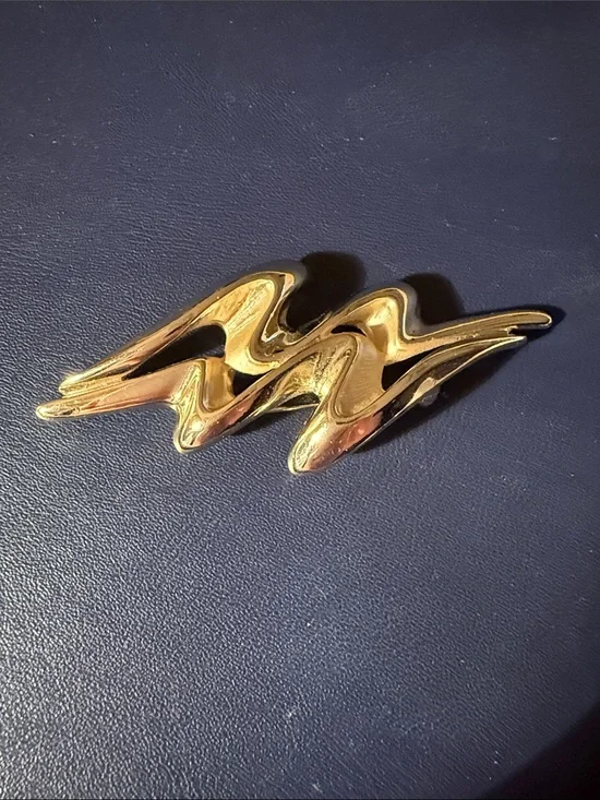 Vintage Gold Tone Zigzag Brooch Pin