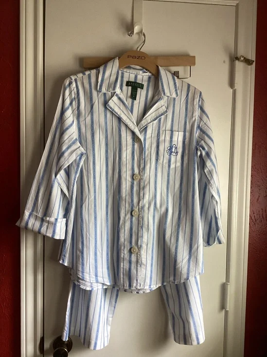 Ralph Lauren Blue and White Striped Ladies’ Pajama Set