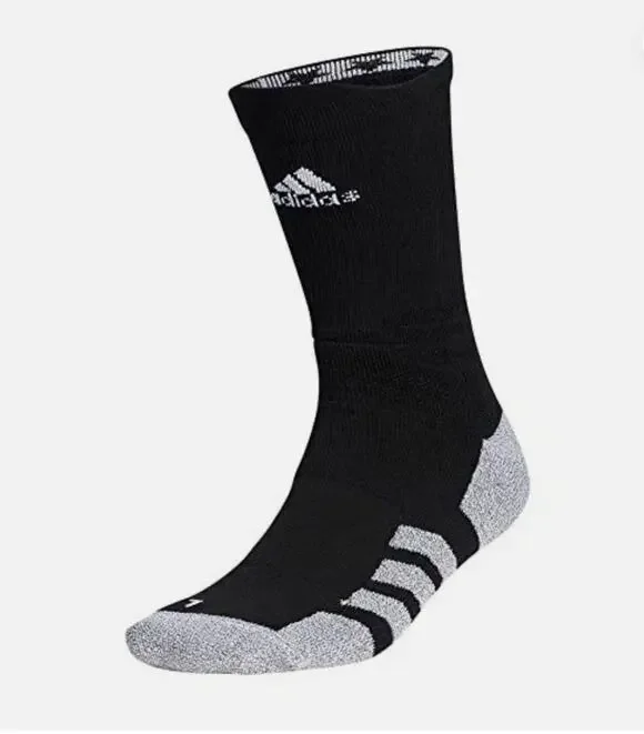 ADIDAS 5-Star Team Crew Socks Mens 9.5-12 Large White Black Cushioned Practice