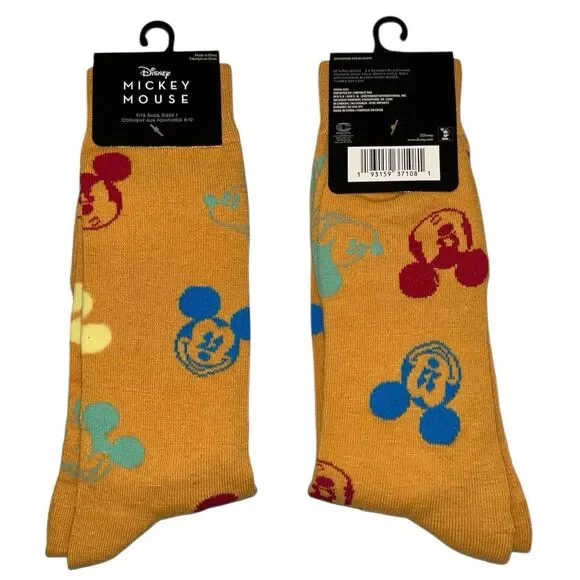 1x Disney Mickey Mouse Novelty Crew Socks Adult Set Size 6-12