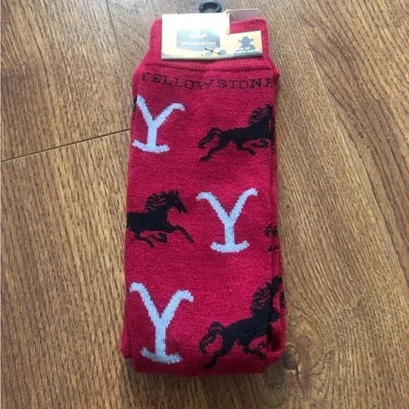 Yellowstone red horse crew socks