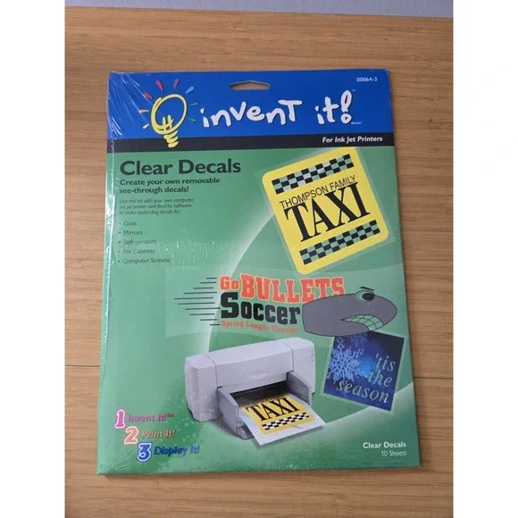 Invent It Clear Decals, 10 Sheets Of Clear, Removable Decals.‎ SEALED
