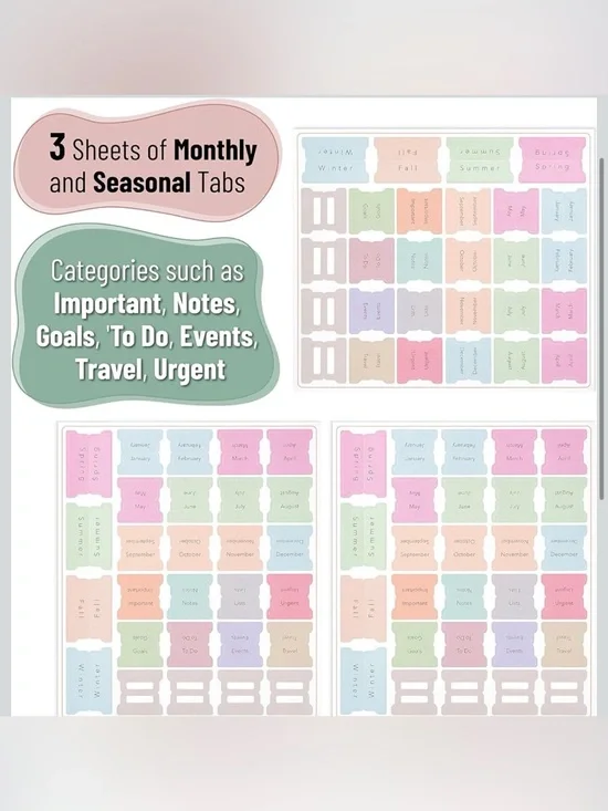 Monthly & Seasonal Labels - Planner Tabs Sticker Set