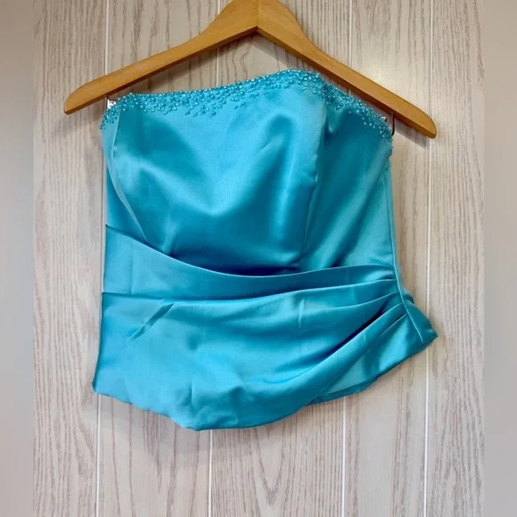 Alfred Angelo Turquoise Beaded Strapless Corset Top Size 14 NWT