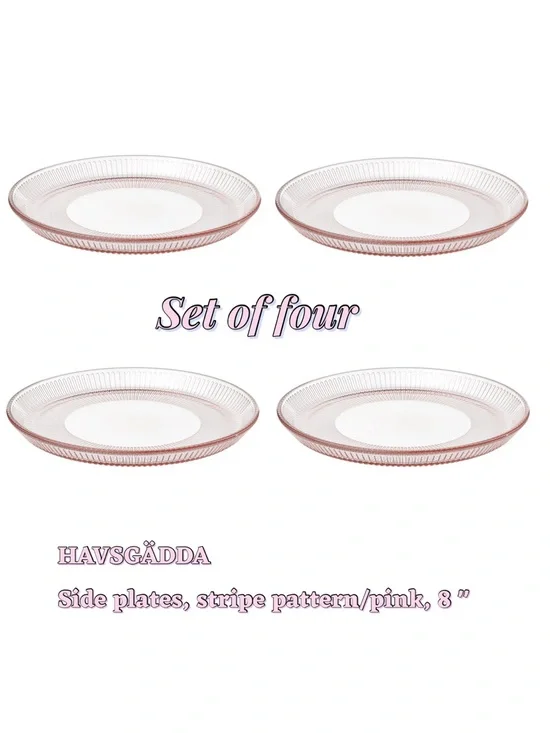 Pink Stripe Side Plates – Set of 4