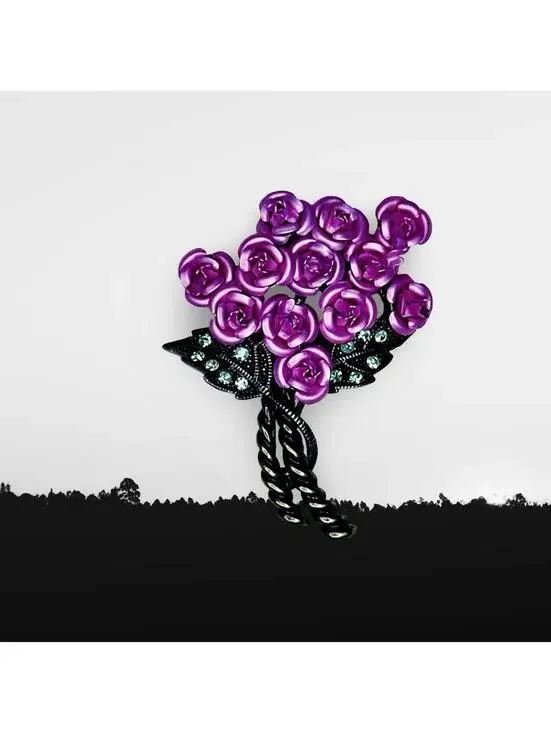 191. Purple Rose Enamel Brooch