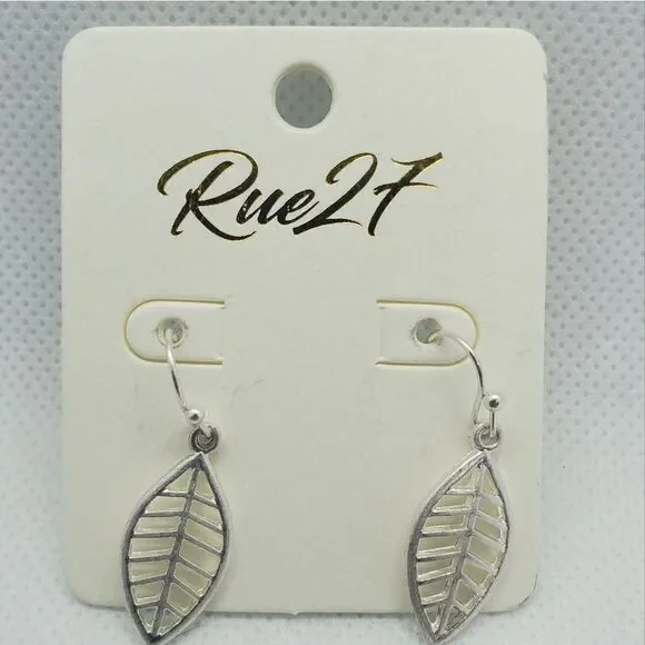 NWT Rue27 Silver Dangling Leaf Earrings