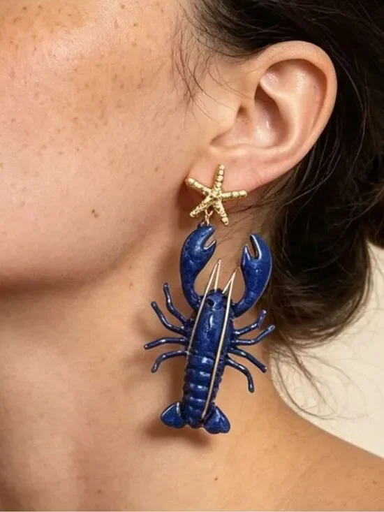 Blue Lobster Drop Earrings #2693