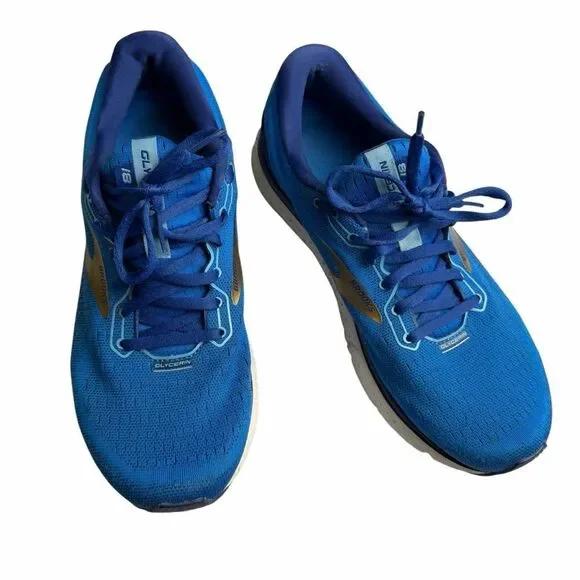 BROOKS Mens Sneakers Glycerin 18 Blue Running Shoes size 8.5